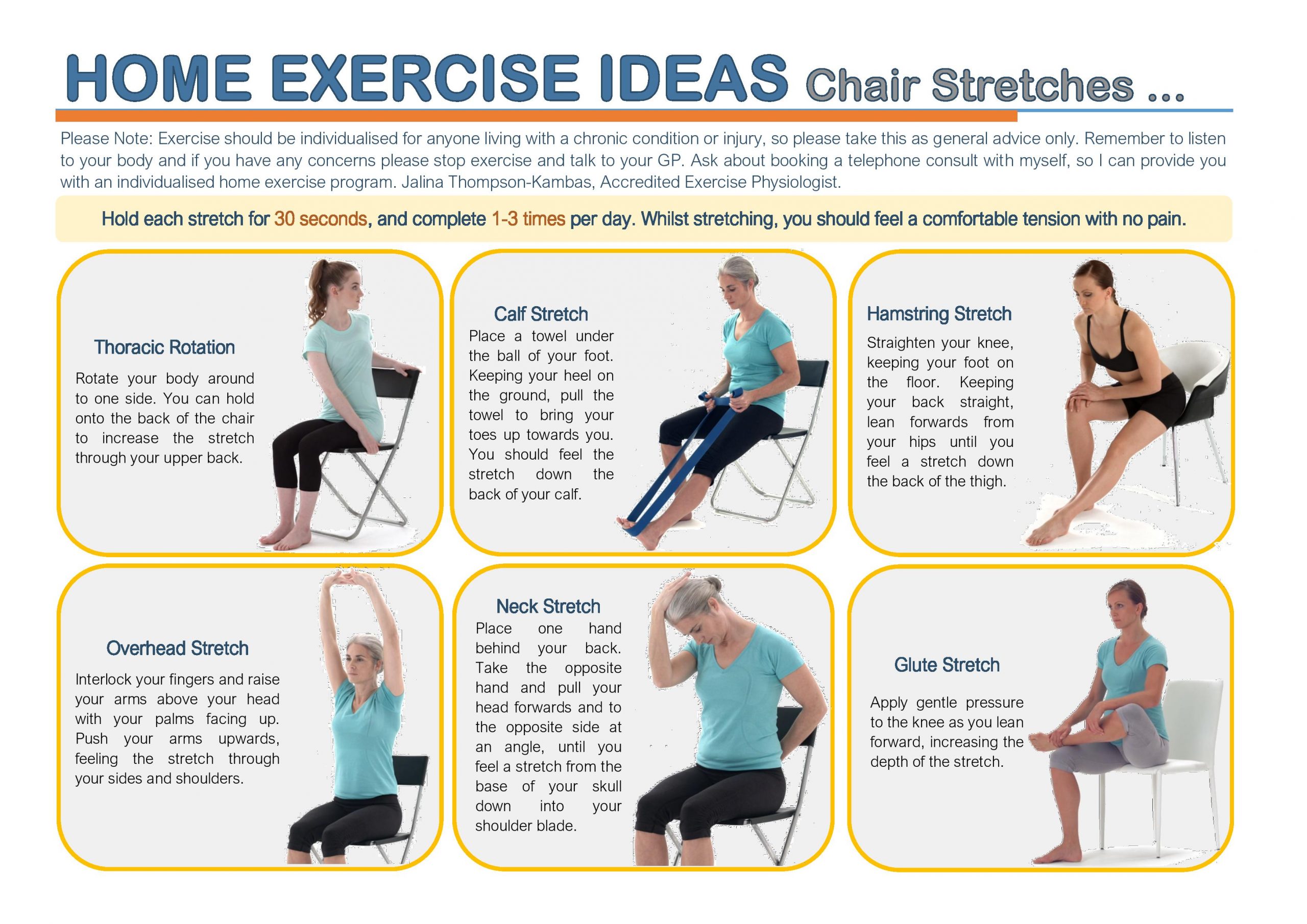 Home Exercise Ideas Chair Stretches Australian Family Care